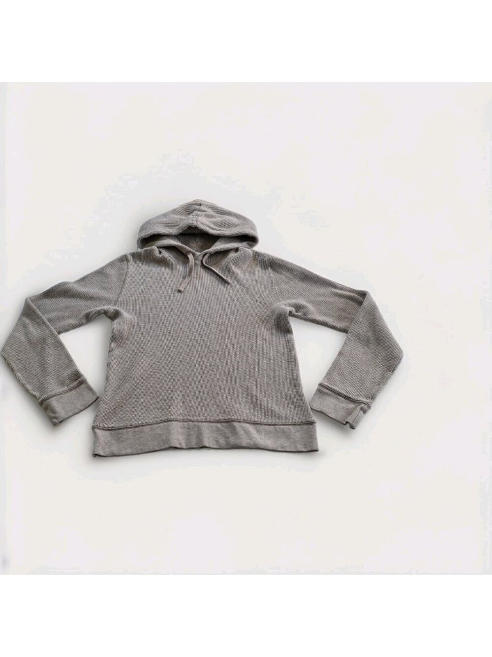Everlane Waffle Knit Thermal Hoodie Mens S Light Gray Organic Cotton Minimalist